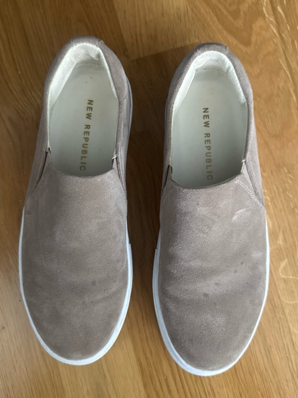 New Republic women's Taupe Slip-On Suede Loafers